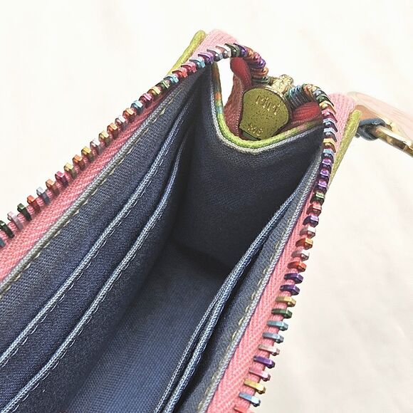 Vintage DOONEY & BOURKE Green DB Monogram Multicolor ID Coin Purse College Y2K - Picture 5 of 12